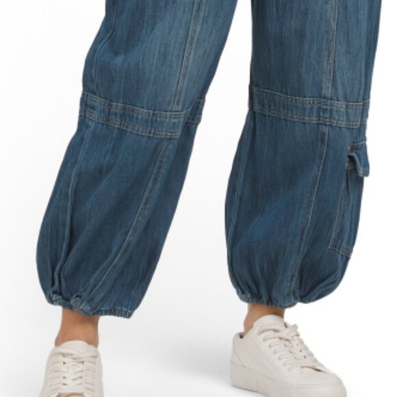 NEW PTCL Drawstring Waist Barrel Leg Jeans Dark Wash for women 168mn - Picture 3 of 6